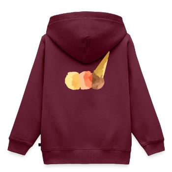 Sommer Eis - 3 Kugeln Vanille Erdbeer & Schoko - Kinder Premium Organic Hoodie - Burgunderrot - Hinten - AI Model Kid Female (0cm)