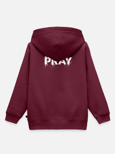 Pray distressed - Kinder Premium Organic Hoodie - Burgunderrot