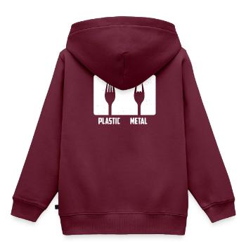Metal Musik Plastik Gabel Headbang Tanz Geschenk - Kinder Premium Organic Hoodie - Burgunderrot - Hinten - AI Model Kid Female (0cm)