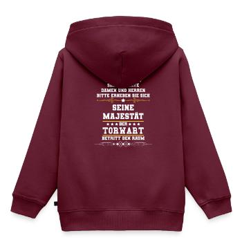 Torwart - Kinder Premium Organic Hoodie - Burgunderrot - Hinten - AI Model Kid Female (0cm)