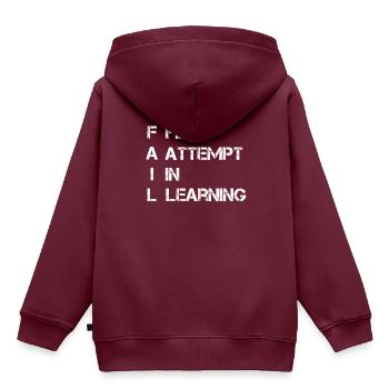 FAIL FIRST ATTEMPT IN LEARNING - Kinder Premium Organic Hoodie - Burgunderrot - Hinten - AI Model Kid Female (0cm)