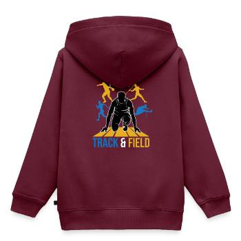 Leichtathletik - Kinder Premium Organic Hoodie - Burgunderrot - Hinten - AI Model Kid Female (0cm)