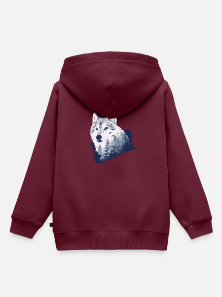 Wolf forest - Kinder Premium Organic Hoodie - Burgunderrot