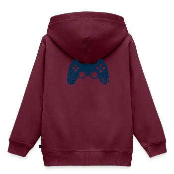 Controller Gaming - Kinder Premium Organic Hoodie - Burgunderrot - Hinten - AI Model Kid Female (0cm)