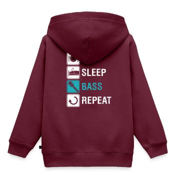 Bass - Kinder Premium Organic Hoodie - Burgunderrot - Hinten - AI Model Kid Female (0cm)