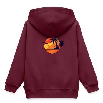 Strand - Kinder Premium Organic Hoodie - Burgunderrot - Hinten - AI Model Kid Female (0cm)