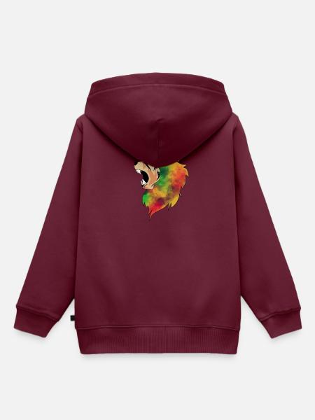 Löwe Löwe Löwe Löwe - Kinder Premium Organic Hoodie - Burgunderrot