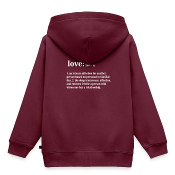 Liebe Definition - Kinder Premium Organic Hoodie - Burgunderrot - Hinten - AI Model Kid Female (0cm)