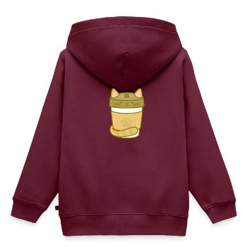Cat-Becher - Kinder Premium Organic Hoodie - Burgunderrot - Hinten - AI Model Kid Female (0cm)