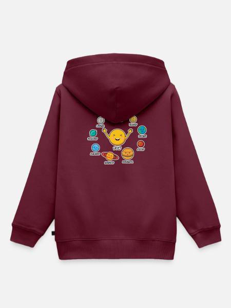 Sonnensystem - Kinder Premium Organic Hoodie - Burgunderrot