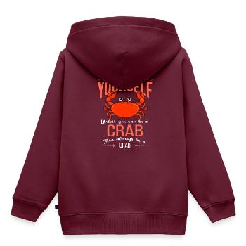 krabbe - Kinder Premium Organic Hoodie - Burgunderrot - Hinten - AI Model Kid Female (0cm)