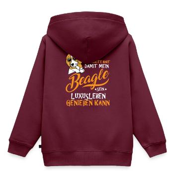 beagle - Kinder Premium Organic Hoodie - Burgunderrot - Hinten - AI Model Kid Female (0cm)