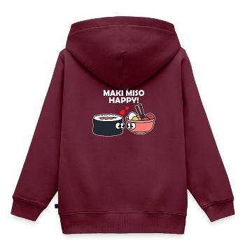 Miso - Kinder Premium Organic Hoodie - Burgunderrot - Hinten - AI Model Kid Female (0cm)