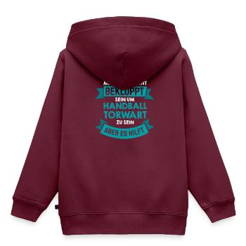 Handball Torwart Lustig Spruch Amateur Geschenk - Kinder Premium Organic Hoodie - Burgunderrot - Hinten - AI Model Kid Female (0cm)