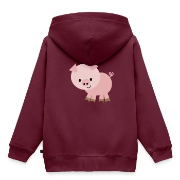 Kleines Schweinchen - Kinder Premium Organic Hoodie - Burgunderrot - Hinten - AI Model Kid Female (0cm)
