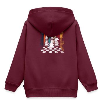 Retro Schach Chess Schachbrett - Kinder Premium Organic Hoodie - Burgunderrot - Hinten - AI Model Kid Female (0cm)