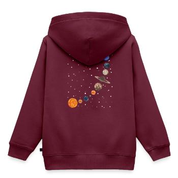 Milchstraße Planeten - Kinder Premium Organic Hoodie - Burgunderrot - Hinten - AI Model Kid Female (0cm)
