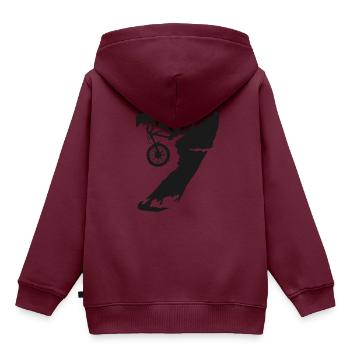 Mountainbike Downhill - Kinder Premium Organic Hoodie - Burgunderrot - Hinten - AI Model Kid Female (0cm)
