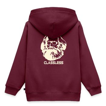 Karl Marx Klassenlose Gesellschaft - Kinder Premium Organic Hoodie - Burgunderrot - Hinten - AI Model Kid Female (0cm)