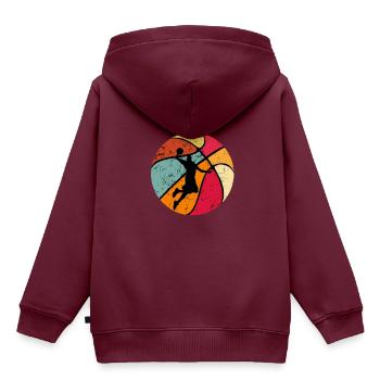 Basketball 70er 80er 90er Vintage Retro - Kinder Premium Organic Hoodie - Burgunderrot - Hinten - AI Model Kid Female (0cm)