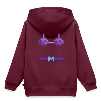 Meerjungfrau Mann / Frau Kostüm Muschel Bikini - Kinder Premium Organic Hoodie - Burgunderrot - Hinten - AI Model Kid Female (0cm)