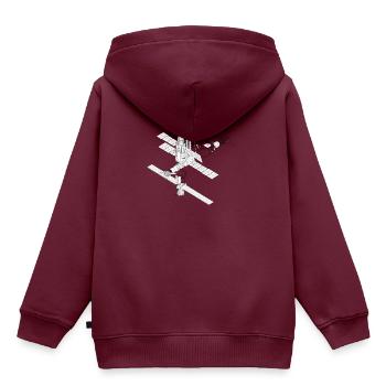 ISS Satellit Weltraum NASA - Kinder Premium Organic Hoodie - Burgunderrot - Hinten - AI Model Kid Female (0cm)