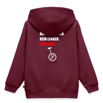 Spruch Einrad fahren - Kinder Premium Organic Hoodie - Burgunderrot - Hinten - AI Model Kid Female (0cm)