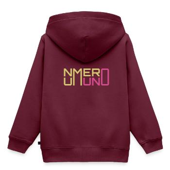 Numero Uno Nummer eins - Kinder Premium Organic Hoodie - Burgunderrot - Hinten - AI Model Kid Female (0cm)