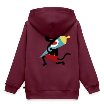 Katze_Schultüte - Kinder Premium Organic Hoodie - Burgunderrot - Hinten - AI Model Kid Female (0cm)