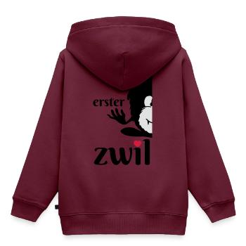 Monster Smuffel erster Zwilling geteilt - Kinder Premium Organic Hoodie - Burgunderrot - Hinten - AI Model Kid Female (0cm)