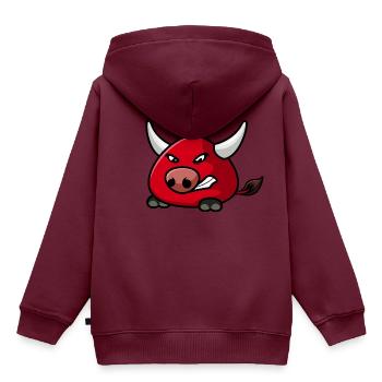 Bumpety Teen - Kinder Premium Organic Hoodie - Burgunderrot - Hinten - AI Model Kid Female (0cm)