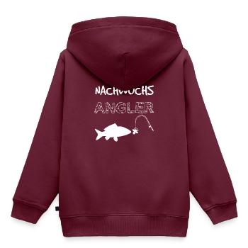 Nachwuchs Angler - Geschenkidee Geburt Nachwuchs - Kinder Premium Organic Hoodie - Burgunderrot - Hinten - AI Model Kid Female (0cm)