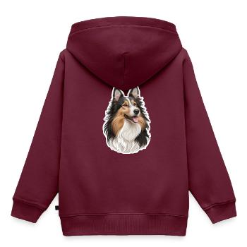 Collie - Kinder Premium Organic Hoodie - Burgunderrot - Hinten - AI Model Kid Female (0cm)