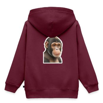Schimpanse - Kinder Premium Organic Hoodie - Burgunderrot - Hinten - AI Model Kid Female (0cm)