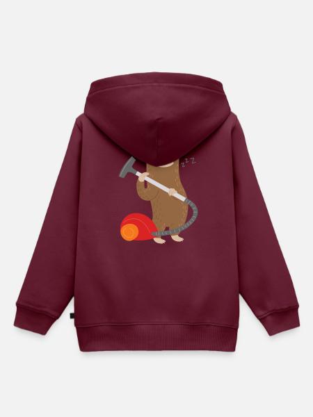 Faultier, Staubsauger, ironisches Nagetier, faules - Kinder Premium Organic Hoodie - Burgunderrot