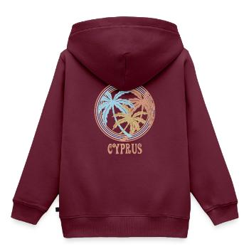 Zypern - Kinder Premium Organic Hoodie - Burgunderrot - Hinten - AI Model Kid Female (0cm)