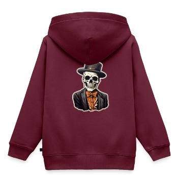 Totenschädel Halloween - Kinder Premium Organic Hoodie - Burgunderrot - Hinten - AI Model Kid Female (0cm)