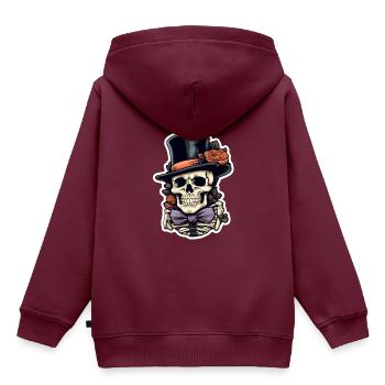 Totenschädel Halloween - Kinder Premium Organic Hoodie - Burgunderrot - Hinten - AI Model Kid Female (0cm)