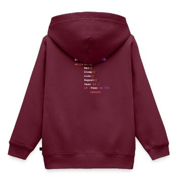 Eat Sleep Code Repeat - Programmierer - Kinder Premium Organic Hoodie - Burgunderrot - Hinten - AI Model Kid Female (0cm)