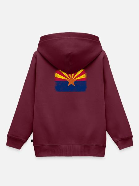 America US Flag Distressed State Flag Arizona - Kinder Premium Organic Hoodie - Burgunderrot