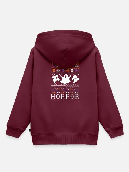 Stitch Pattern Ghost Creatures Halloween - Kinder Premium Organic Hoodie - Burgunderrot
