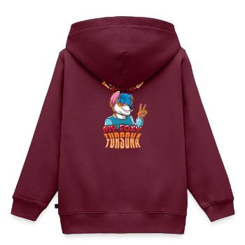 Stolzes pelziges Schwanzohr pelzige Person Fursona Cosplay - Kinder Premium Organic Hoodie - Burgunderrot - Hinten - AI Model Kid Female (0cm)