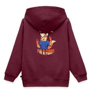 Nicht normales pelziges Schwanzohr pelzige Person Cosplay - Kinder Premium Organic Hoodie - Burgunderrot - Hinten - AI Model Kid Female (0cm)