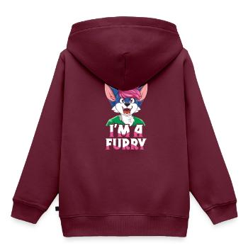 Schwer Zu Normal Pelziger Schwanz Ohr Pelzige Person Cosplay - Kinder Premium Organic Hoodie - Burgunderrot - Hinten - AI Model Kid Female (0cm)