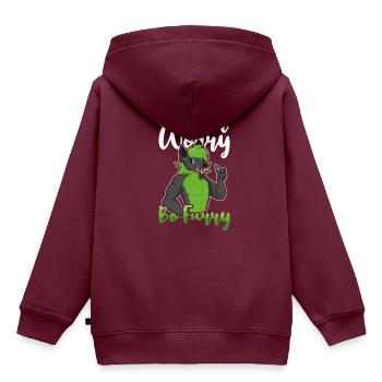 Ehrfürchtiger Fuchs Stolzes pelziges Schwanzohr pelzige Person sein - Kinder Premium Organic Hoodie - Burgunderrot - Hinten - AI Model Kid Female (0cm)