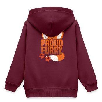 Stolzer pelziger Schwanz Ohr pelzige Person Fuchs Cosplay - Kinder Premium Organic Hoodie - Burgunderrot - Hinten - AI Model Kid Female (0cm)