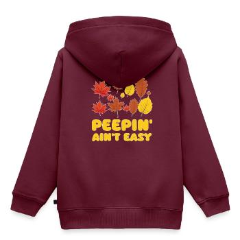 Peepin' Ain't Easy Leaf Peeper Leaf Peeping - Kinder Premium Organic Hoodie - Burgunderrot - Hinten - AI Model Kid Female (0cm)