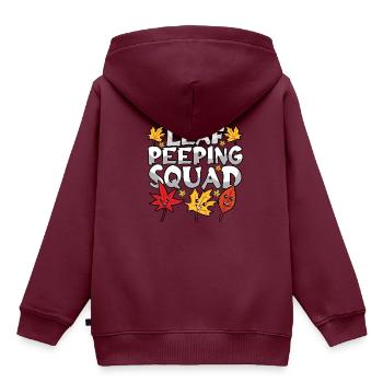 Leaf Peeping Squad Niedlicher Kawaii Laub Leaf Peeper - Kinder Premium Organic Hoodie - Burgunderrot - Hinten - AI Model Kid Female (0cm)