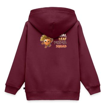Offizieller Leaf Peeper Squad Leaf Peeping - Kinder Premium Organic Hoodie - Burgunderrot - Hinten - AI Model Kid Female (0cm)