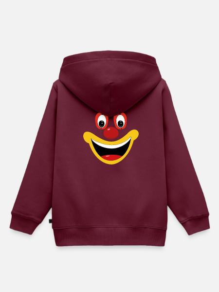 Fasching Clown Gesicht Lustig Fasching Feier Spaß - Kinder Premium Organic Hoodie - Burgunderrot